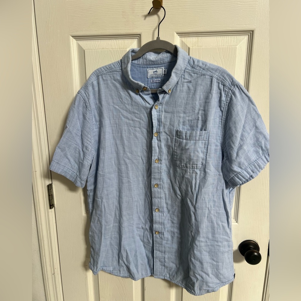 Southern Tide Light Blue Casual Button-Down Shirt 100% Cotton, Size XL